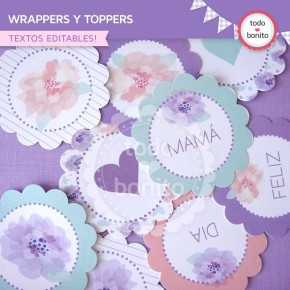 Día de la madre: wrappers y toppers para cupcakes