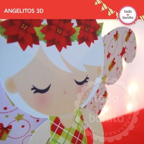 Navidad verde y rojo: angelitos 3D