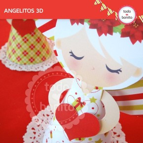 Navidad verde y rojo: angelitos 3D