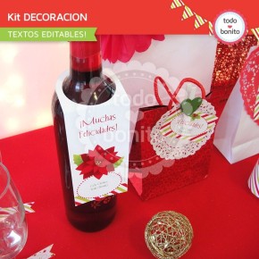 Navidad verde y rojo: kit decoración imprimible