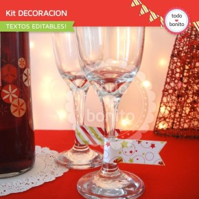 Navidad verde y rojo: kit decoración imprimible