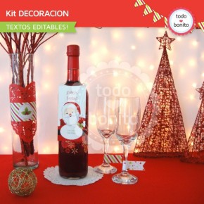 Navidad verde y rojo: kit decoración imprimible