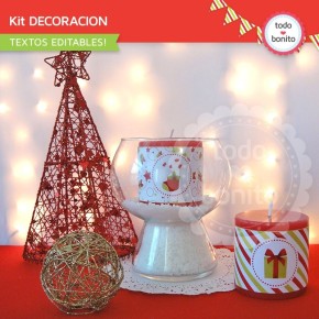 Navidad verde y rojo: kit decoración imprimible