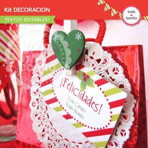 Navidad verde y rojo: kit decoración imprimible