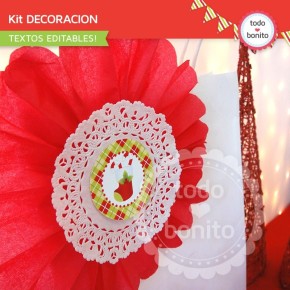 Navidad verde y rojo: kit decoración imprimible