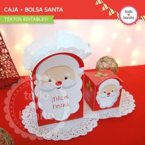 Navidad verde y rojo: bolsa y cajita santa