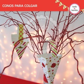 Navidad verde y rojo: caja cono