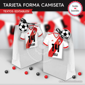 Fútbol River Plate: tarjetas forma camiseta