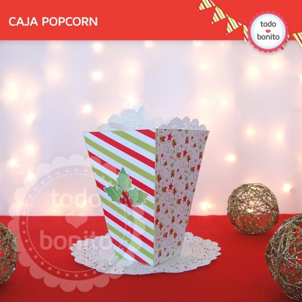 Navidad verde y rojo: cajaita popcorn