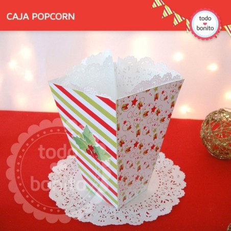 Navidad verde y rojo: cajaita popcorn