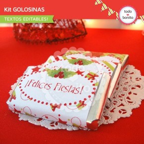 Navidad verde y rojo: kit etiquetas de golosinas