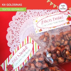 Navidad verde y rojo: kit etiquetas de golosinas