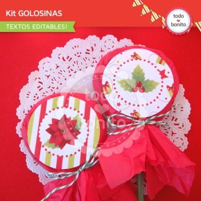 Navidad verde y rojo: kit etiquetas de golosinas