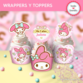 My Melody: wrappers y toppers cupcakes