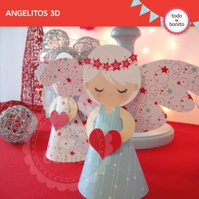 Navidad aqua y rojo: angelitos 3D