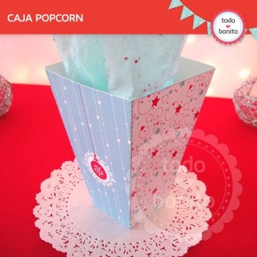 Navidad aqua y rojo: caja popcorn