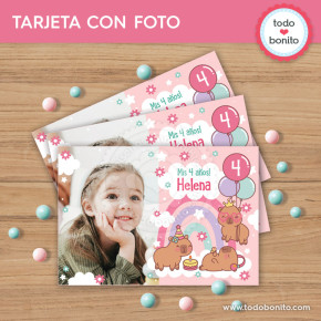 Capibara rosa: tarjeta con foto