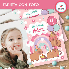 Capibara rosa: tarjeta con...