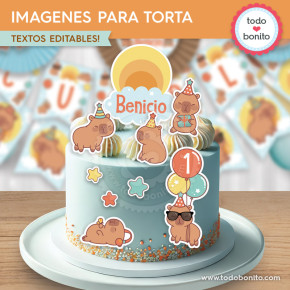 Capibara celeste: imágenes para decorar la torta