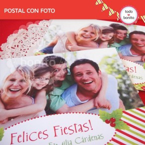 Navidad verde y rojo: postal con foto