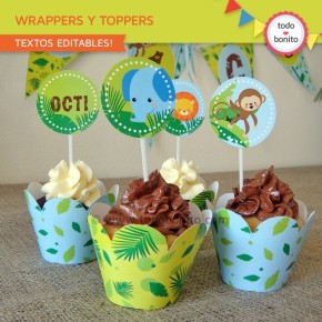 Selva: wrappers y toppers para cupcakes