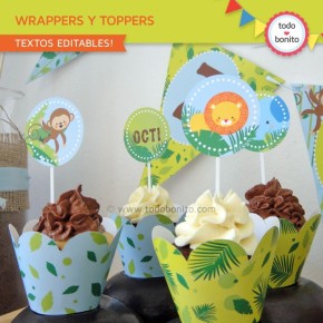 Selva: wrappers y toppers para cupcakes