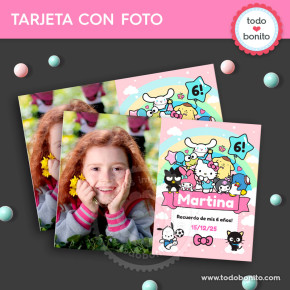 Kitty y sus amigos: tarjeta con foto