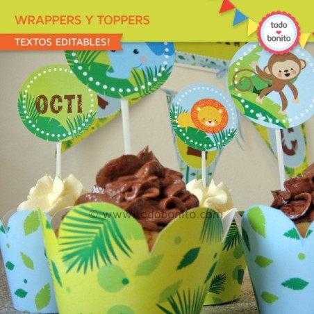 Selva: wrappers y toppers para cupcakes