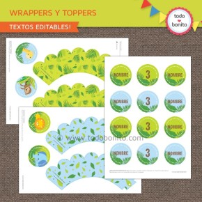 Selva: wrappers y toppers para cupcakes